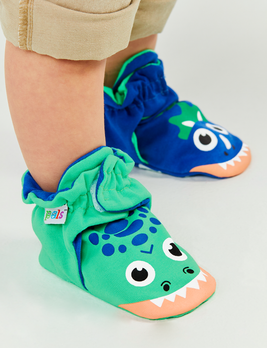 T-REX & TRICERATOPS DINOSAUR DAD OR MOM AND ME BABY BOOTIE & SOCK SET
